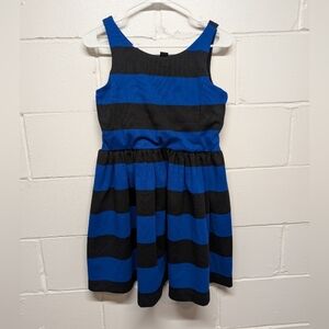 Polo by Ralph Lauren Royal Blue and Black Striped Fit-and-Flare Dress